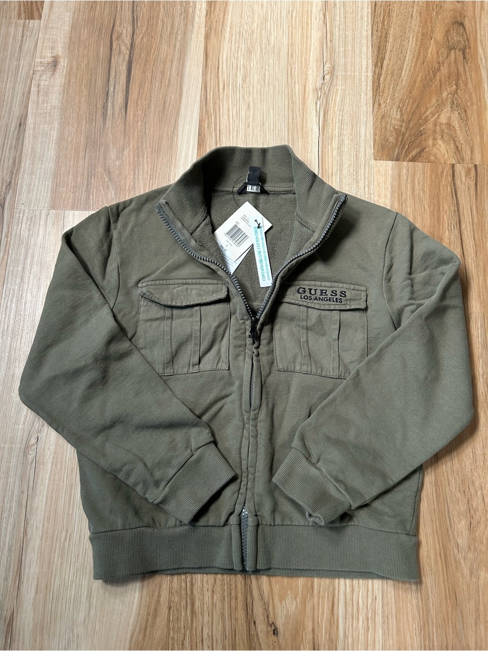 GUESS boys Olive Green zip up sweatshirt